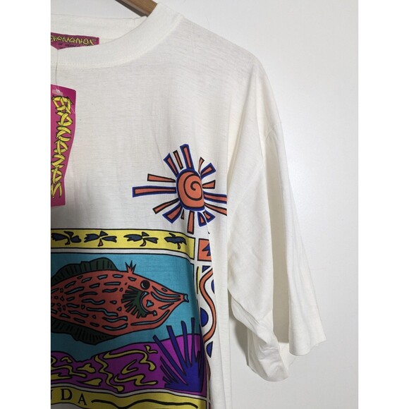 Bananas Of  Bermuda Vintage Fish Graphic T Shirt Single Stitch Medium Unisex NWT - Picture 2 of 8